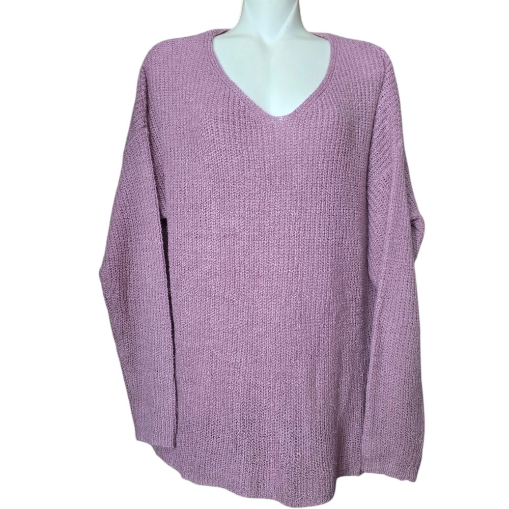 Dreamers Dusty Rose V-Neck Knit Sweater